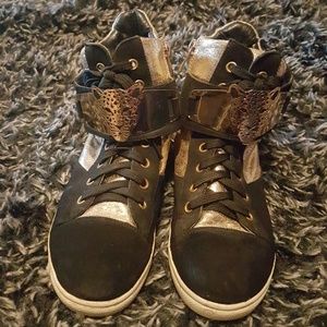 Gold Leopard Strap High Tops